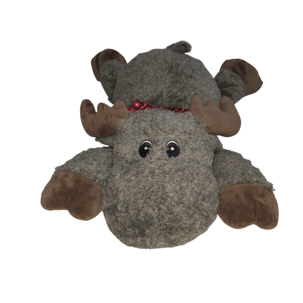 Hugfun Brown Reindeer Plush Stuffed‎ Animal Red Plaid Bow 24in Christmas Holiday